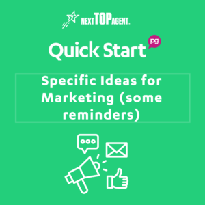 Specific Ideas for Marketing (some reminders)
